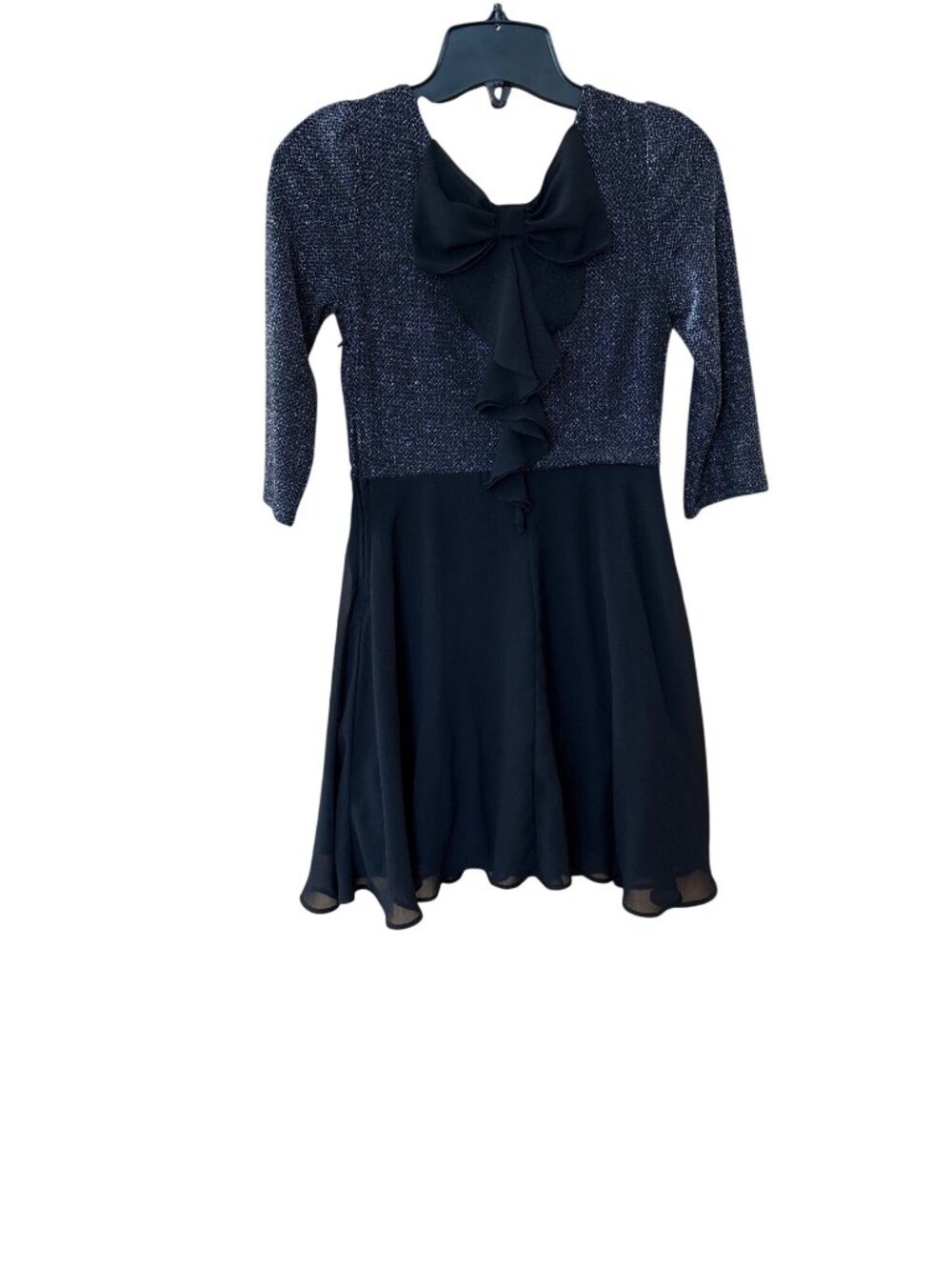 Amy Byer Girls Black Sparkle Dress With Bow & Ruffle Detail Size 14